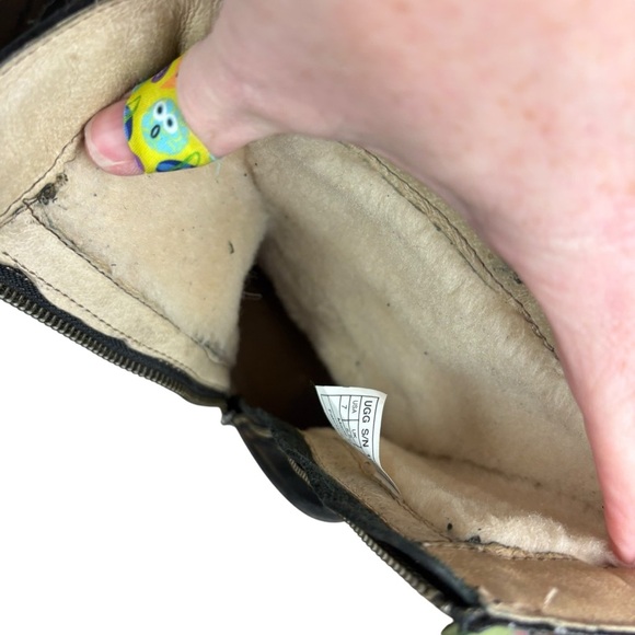 EUC UGG Kaleen Braided Leather Mid-Calf Shearling Lined Black Boots Women’s 7 - Picture 9 of 14